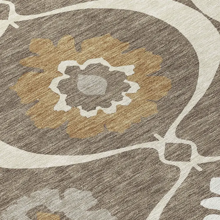 10' X 14' Brown Beige And Taupe Medallion Washable Indoor Outdoor Area Rug