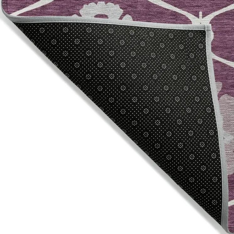 8' X 10' Eggplant Ivory And Gray Medallion Washable Indoor Outdoor Area Rug