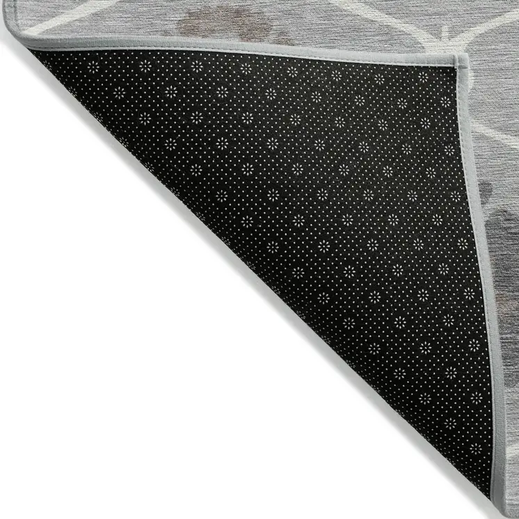 3' X 5' Gray Charcoal And Brown Medallion Washable Indoor Outdoor Area Rug