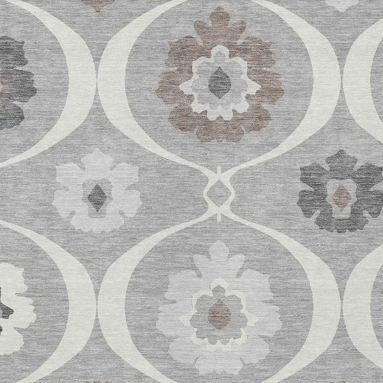 8' X 10' Gray Charcoal And Brown Medallion Washable Indoor Outdoor Area Rug