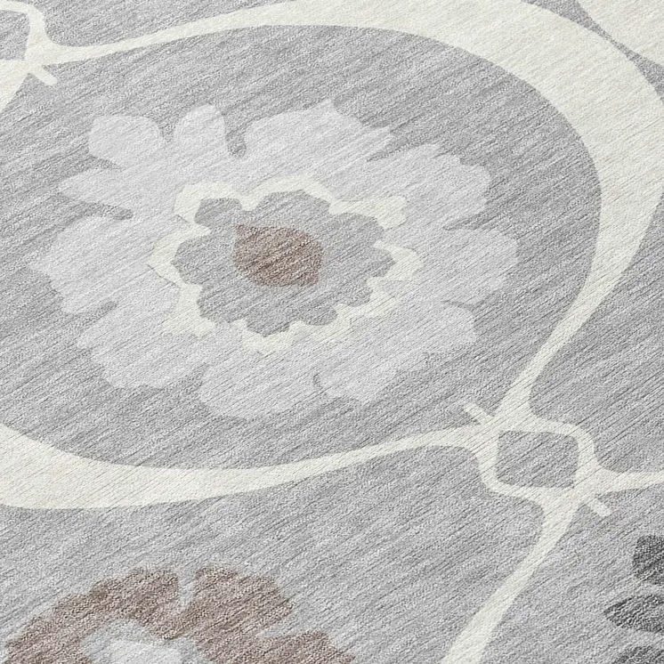 10' X 14' Gray Charcoal And Brown Medallion Washable Indoor Outdoor Area Rug