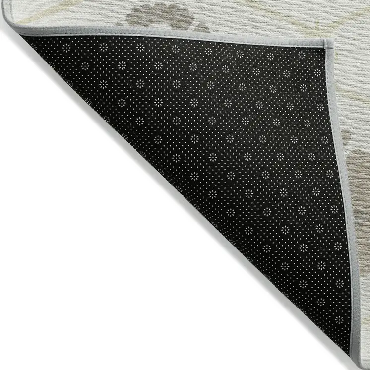 5' X 8' Ivory Taupe And Brown Medallion Washable Indoor Outdoor Area Rug