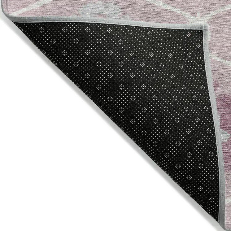 10' X 14' Pink Blush And Gray Medallion Washable Indoor Outdoor Area Rug