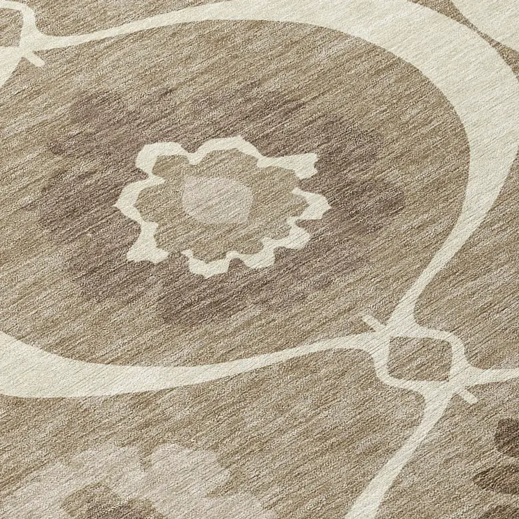 3' X 5' Taupe Brown And Ivory Medallion Washable Indoor Outdoor Area Rug