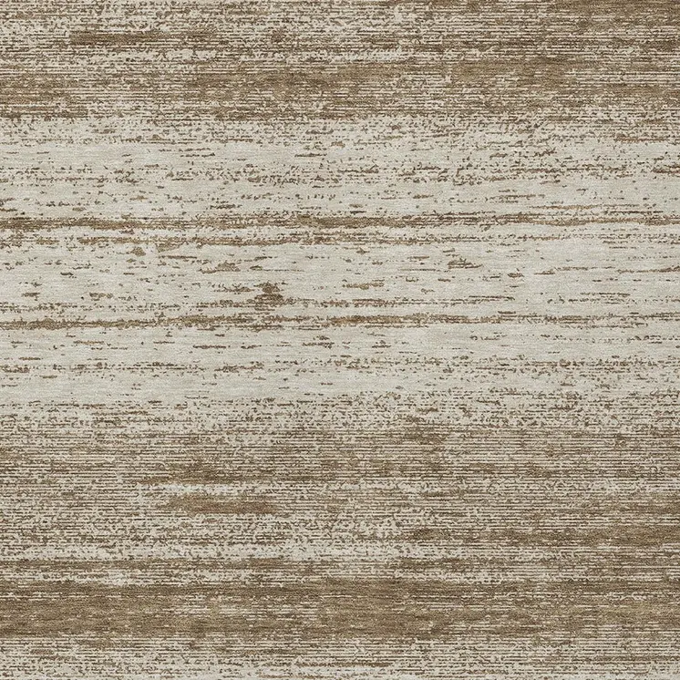 8' X 10' Brown And Beige Striped Washable Indoor Outdoor Area Rug