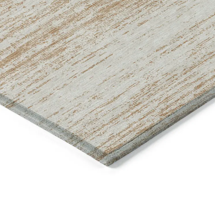 10' X 14' Copper And Ivory Striped Washable Indoor Outdoor Area Rug