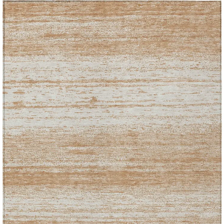 10' X 14' Copper And Ivory Striped Washable Indoor Outdoor Area Rug