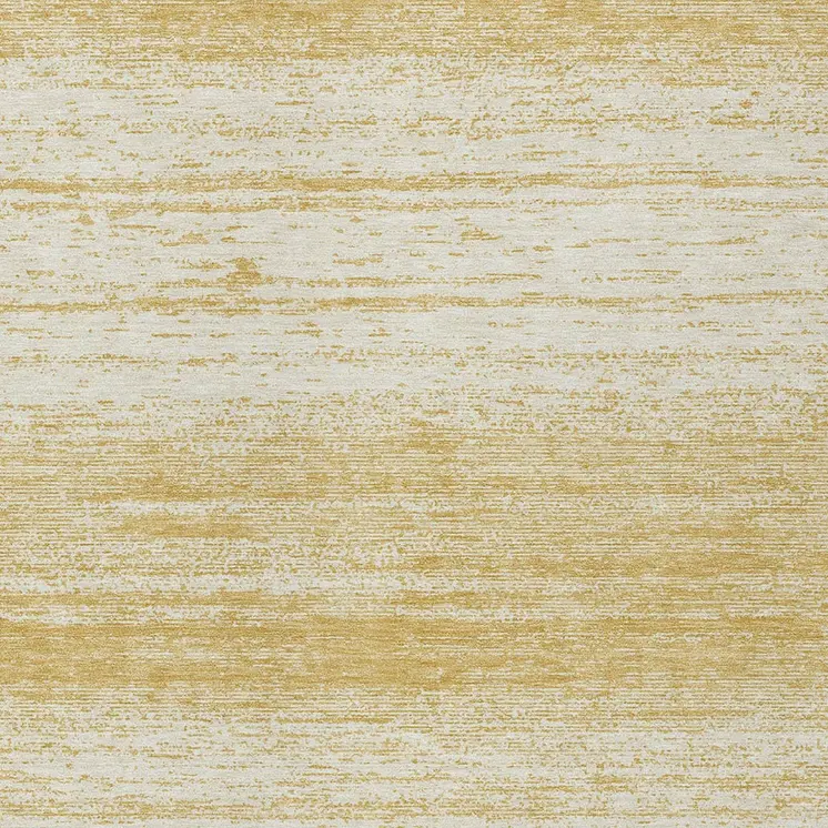 3' X 5' Gold And Ivory Striped Washable Indoor Outdoor Area Rug