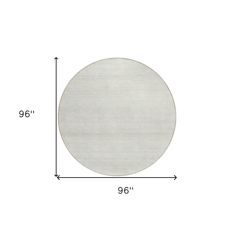 8' Ivory And Beige Round Striped Washable Indoor Outdoor Area Rug