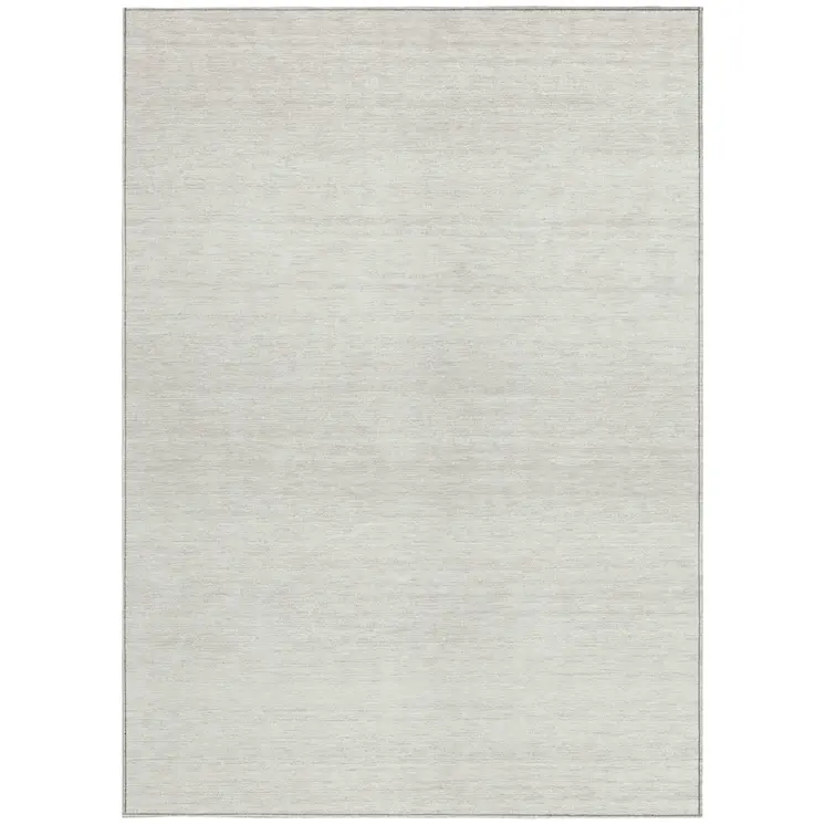 9' X 12' Ivory And Beige Striped Washable Indoor Outdoor Area Rug
