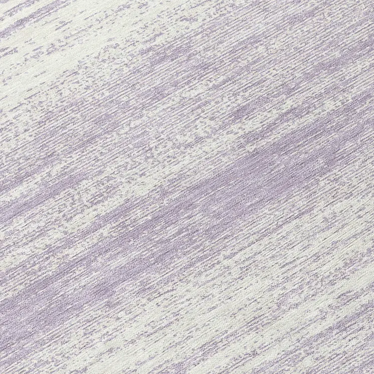 8' Lavender And Ivory Round Striped Washable Indoor Outdoor Area Rug