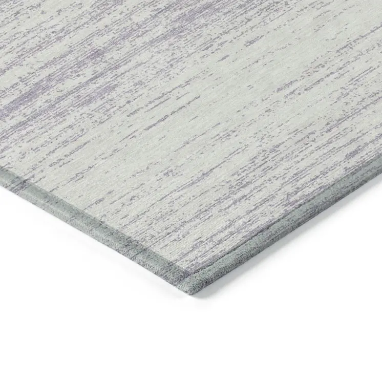 9' X 12' Lavender And Ivory Striped Washable Indoor Outdoor Area Rug