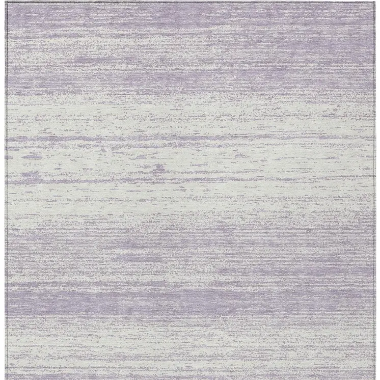 10' X 14' Lavender And Ivory Striped Washable Indoor Outdoor Area Rug
