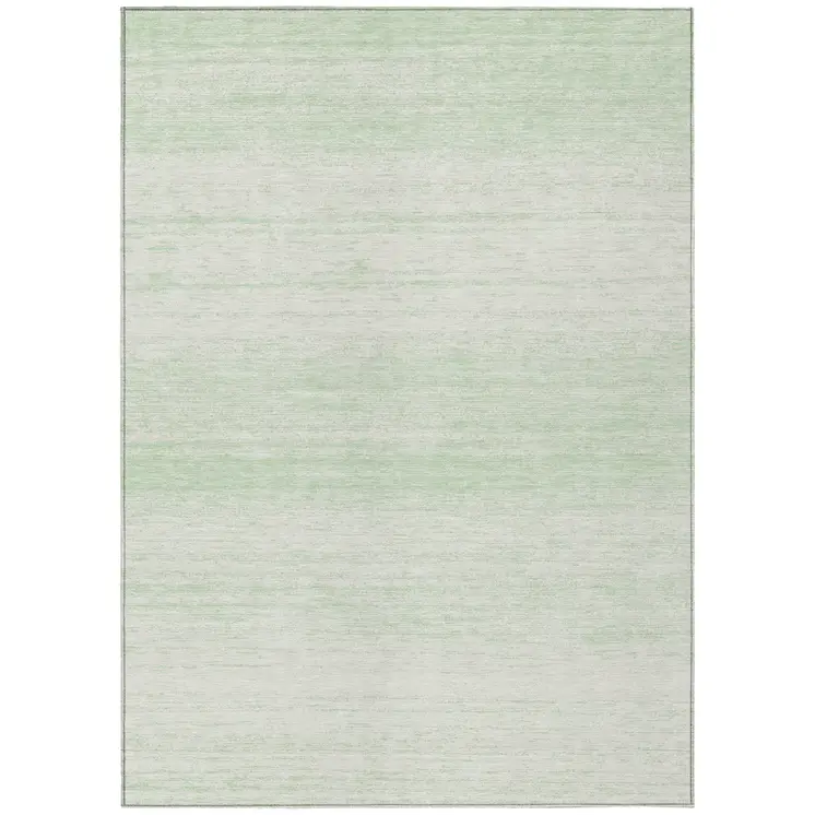 5' X 8' Mint Green And Ivory Striped Washable Indoor Outdoor Area Rug