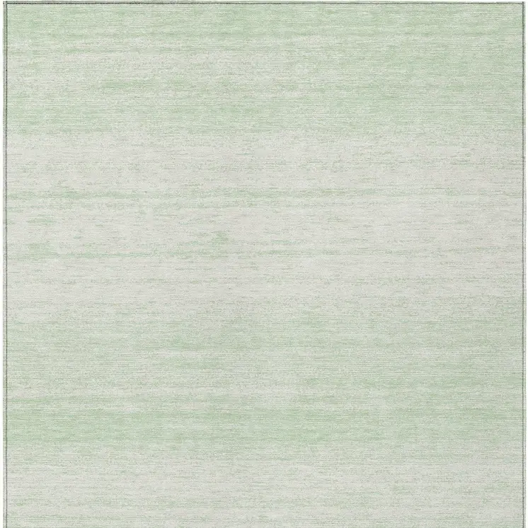 9' X 12' Mint Green And Ivory Striped Washable Indoor Outdoor Area Rug