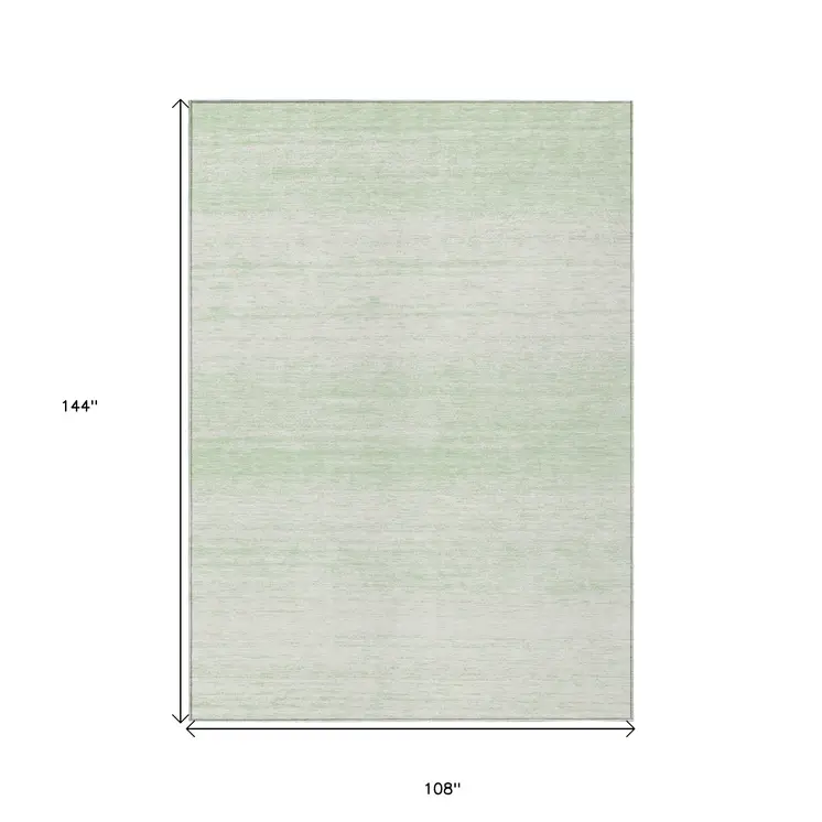 9' X 12' Mint Green And Ivory Striped Washable Indoor Outdoor Area Rug