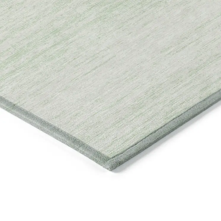 9' X 12' Mint Green And Ivory Striped Washable Indoor Outdoor Area Rug