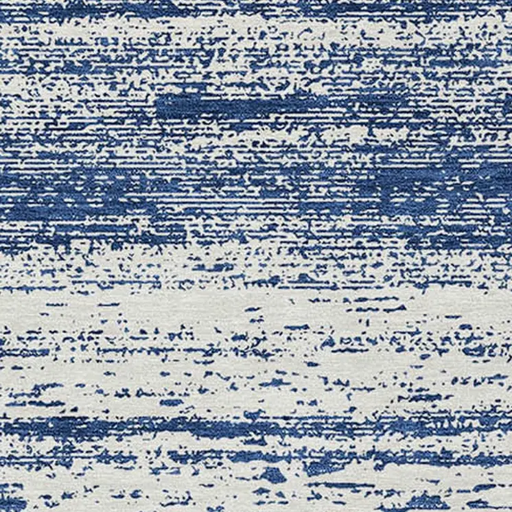 3' X 5' Navy Blue And Ivory Striped Washable Indoor Outdoor Area Rug