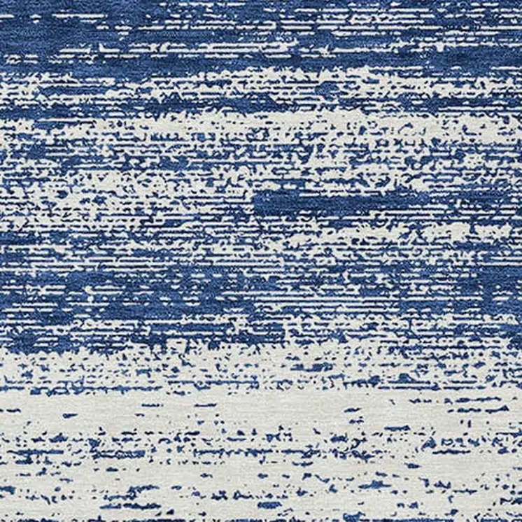 8' X 10' Navy Blue And Ivory Striped Washable Indoor Outdoor Area Rug
