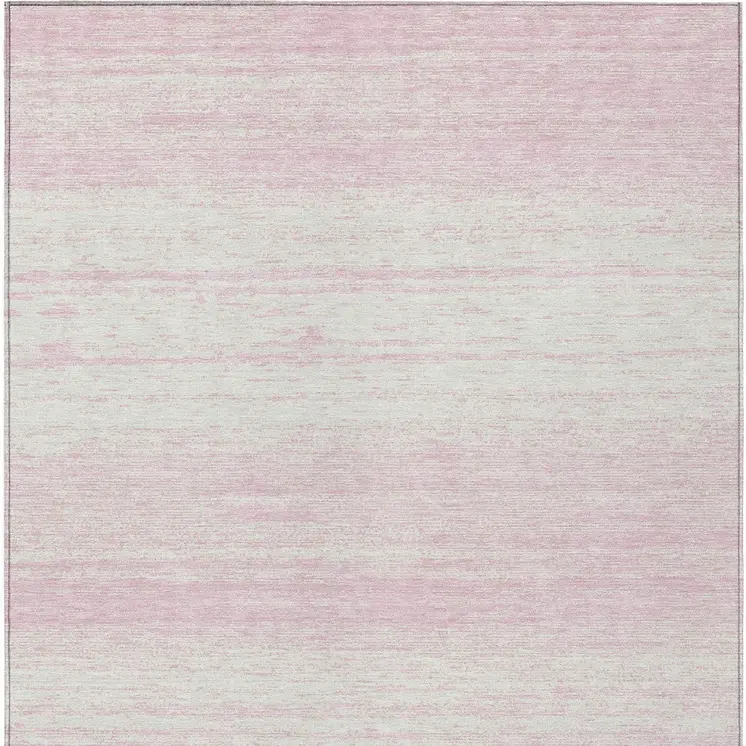 5' X 8' Pink And Ivory Striped Washable Indoor Outdoor Area Rug