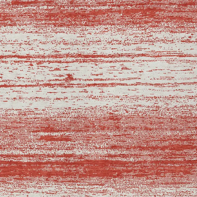 3' X 5' Red And Ivory Striped Washable Indoor Outdoor Area Rug