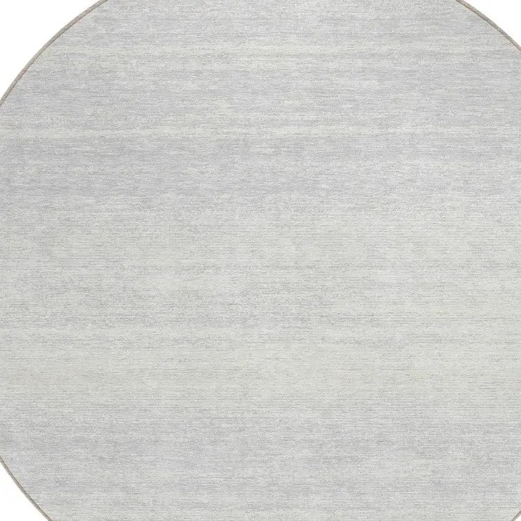 8' Silver And Gray Round Striped Washable Indoor Outdoor Area Rug