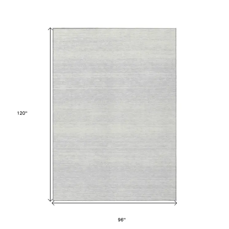 8' X 10' Silver And Gray Striped Washable Indoor Outdoor Area Rug
