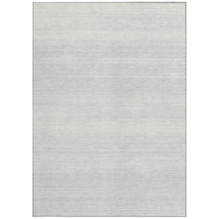 10' X 14' Silver And Gray Striped Washable Indoor Outdoor Area Rug