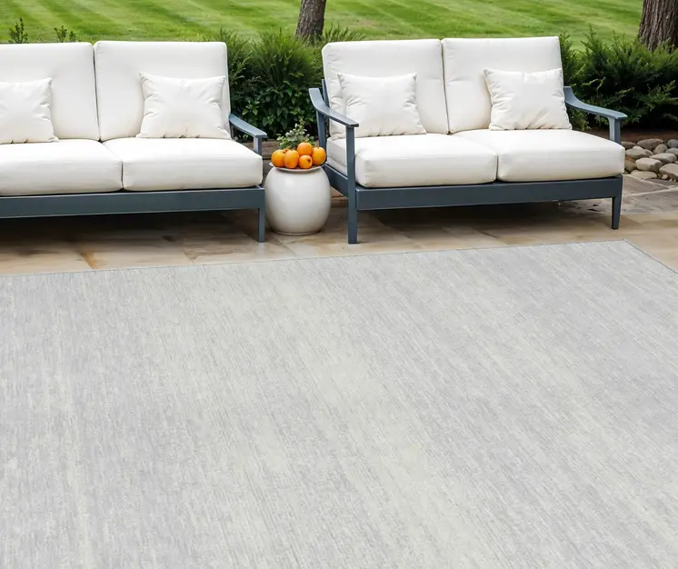 10' X 14' Silver And Gray Striped Washable Indoor Outdoor Area Rug