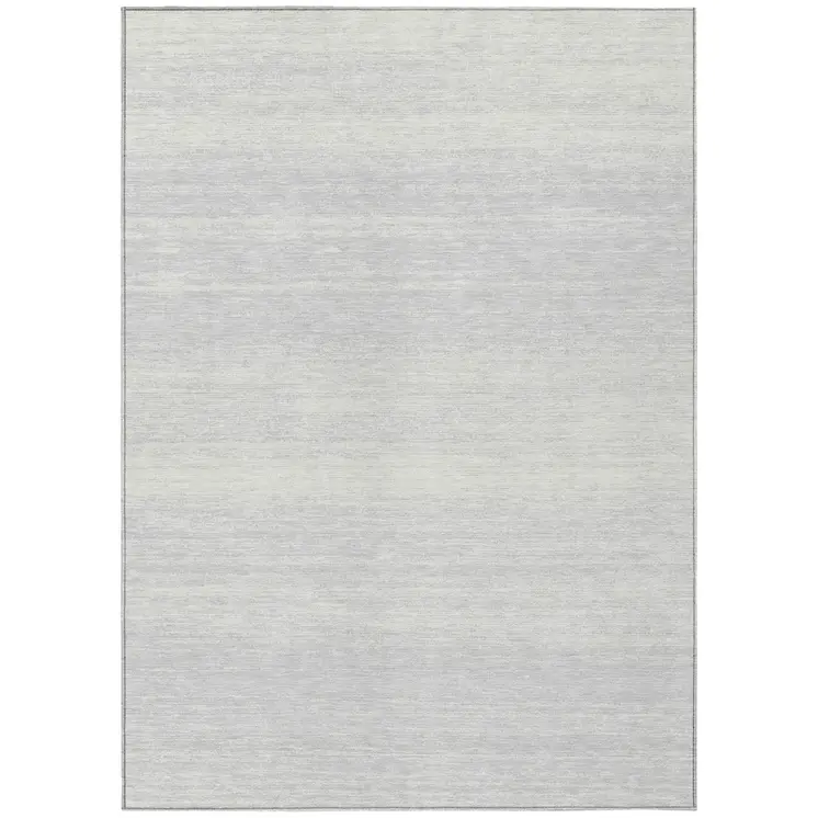 10' X 14' Silver And Gray Striped Washable Indoor Outdoor Area Rug