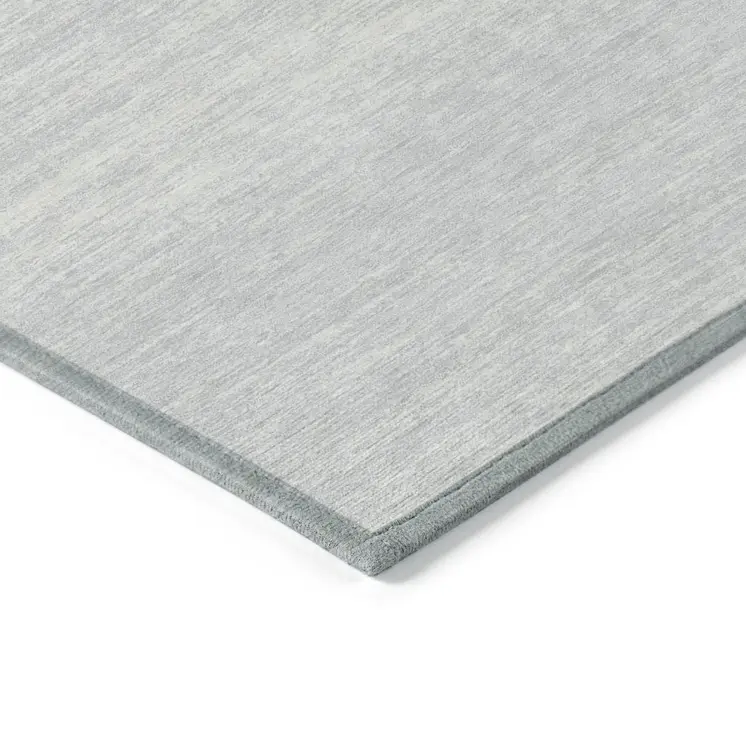 10' X 14' Silver And Gray Striped Washable Indoor Outdoor Area Rug