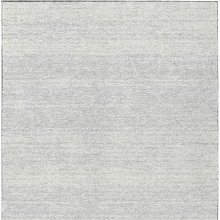 10' X 14' Silver And Gray Striped Washable Indoor Outdoor Area Rug