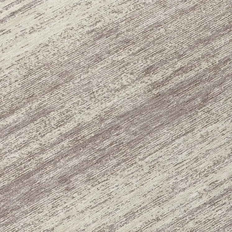 8' Taupe And Beige Round Striped Washable Indoor Outdoor Area Rug