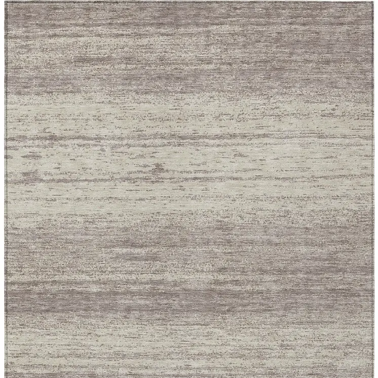 10' X 14' Taupe And Beige Striped Washable Indoor Outdoor Area Rug