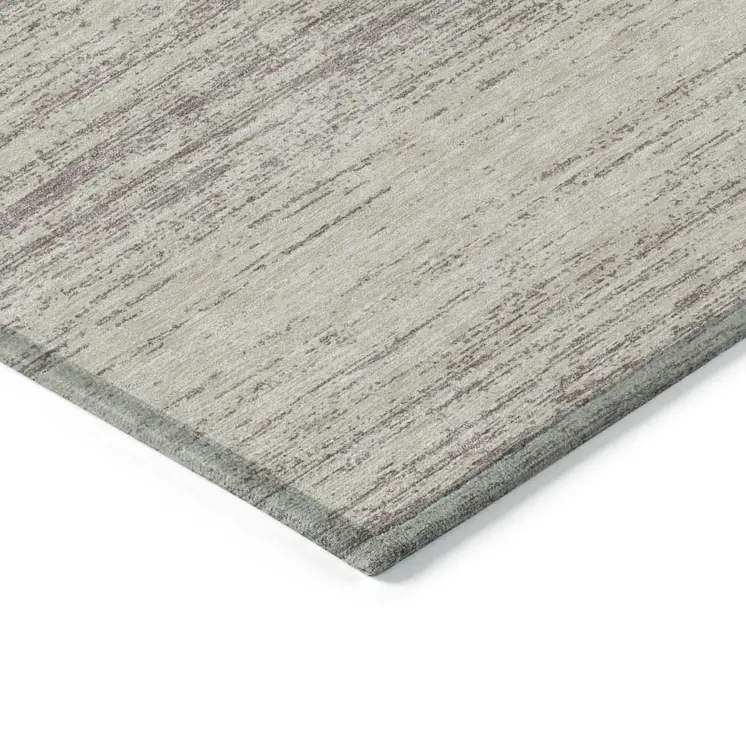 10' X 14' Taupe And Beige Striped Washable Indoor Outdoor Area Rug
