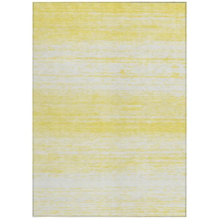 10' X 14' Yellow And Ivory Striped Washable Indoor Outdoor Area Rug