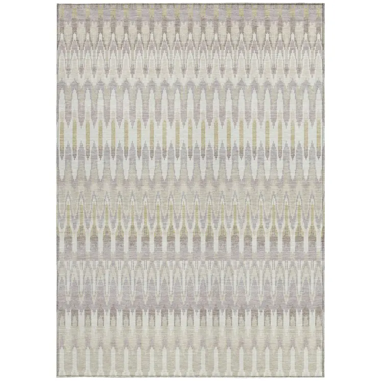 8' X 10' Beige Taupe And Gold Southwestern Washable Indoor Outdoor Area Rug
