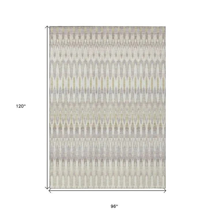 8' X 10' Beige Taupe And Gold Southwestern Washable Indoor Outdoor Area Rug
