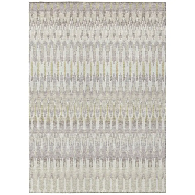 8' X 10' Beige Taupe And Gold Southwestern Washable Indoor Outdoor Area Rug