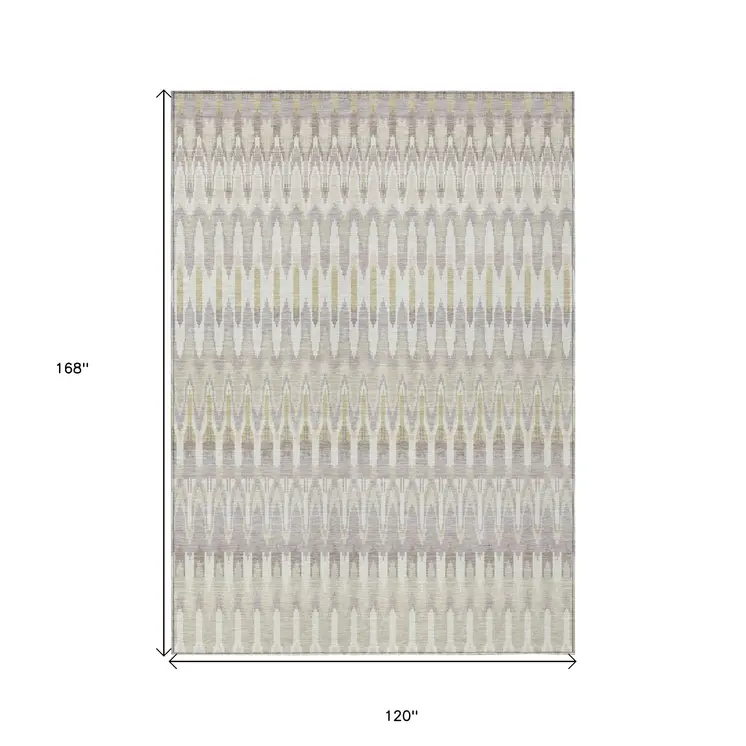 10' X 14' Beige Taupe And Gold Southwestern Washable Indoor Outdoor Area Rug
