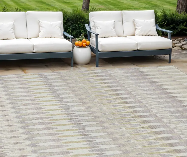 10' X 14' Beige Taupe And Gold Southwestern Washable Indoor Outdoor Area Rug