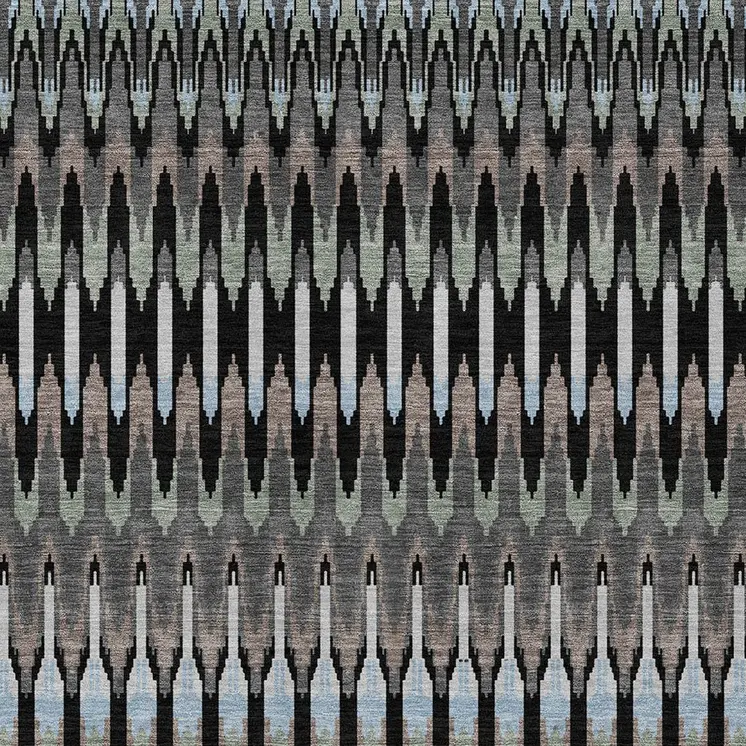 10' X 14' Black Gray And Blue Southwestern Washable Indoor Outdoor Area Rug