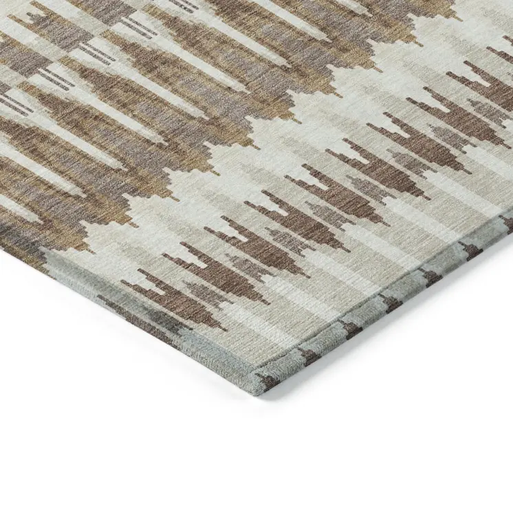 5' X 8' Brown Beige And Taupe Southwestern Washable Indoor Outdoor Area Rug