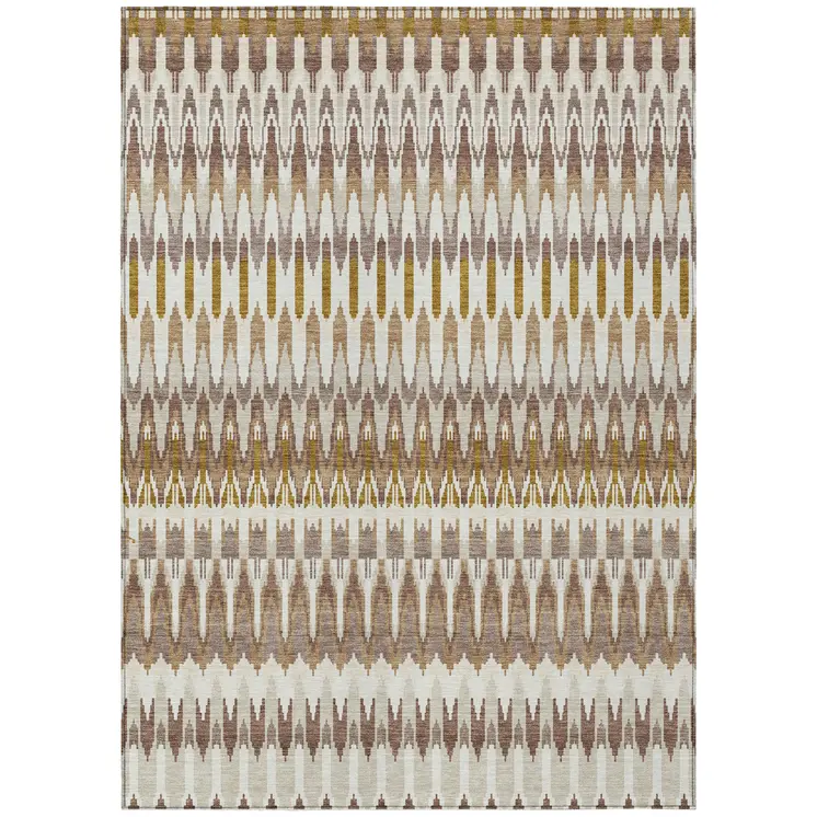 8' X 10' Brown Beige And Taupe Southwestern Washable Indoor Outdoor Area Rug