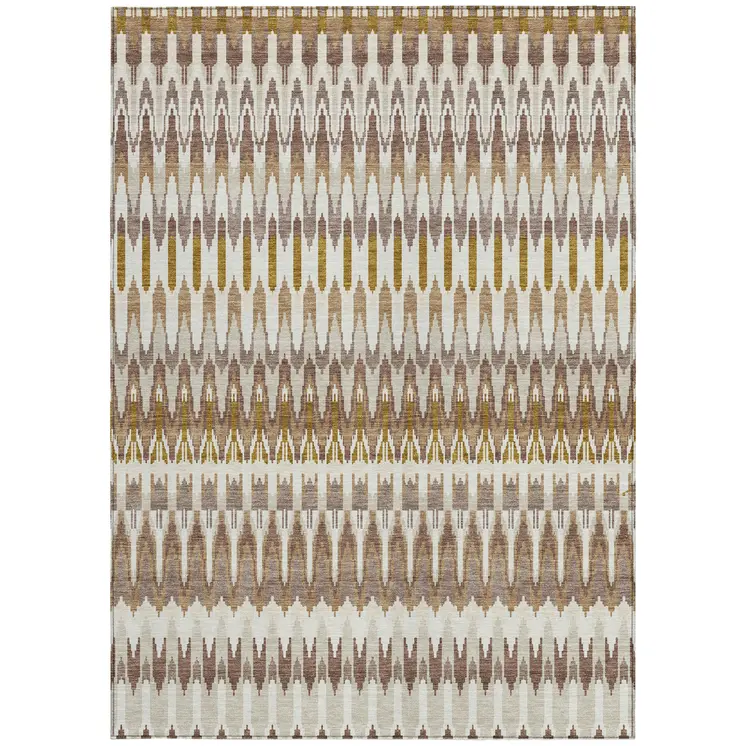 8' X 10' Brown Beige And Taupe Southwestern Washable Indoor Outdoor Area Rug