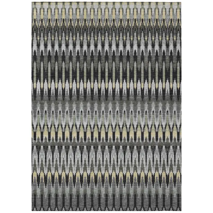 3' X 5' Charcoal Gray And Beige Southwestern Washable Indoor Outdoor Area Rug