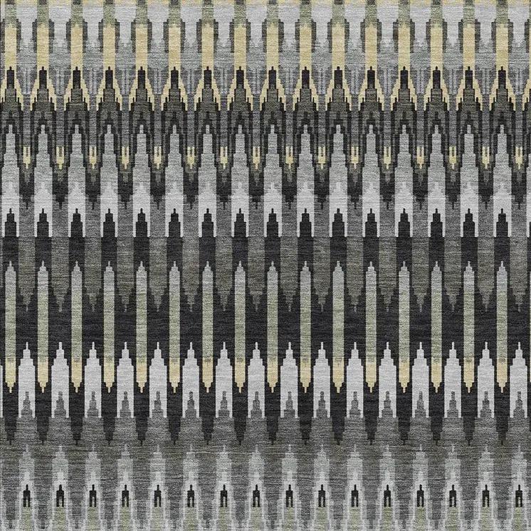 3' X 5' Charcoal Gray And Beige Southwestern Washable Indoor Outdoor Area Rug