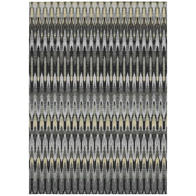 5' X 8' Charcoal Gray And Beige Southwestern Washable Indoor Outdoor Area Rug