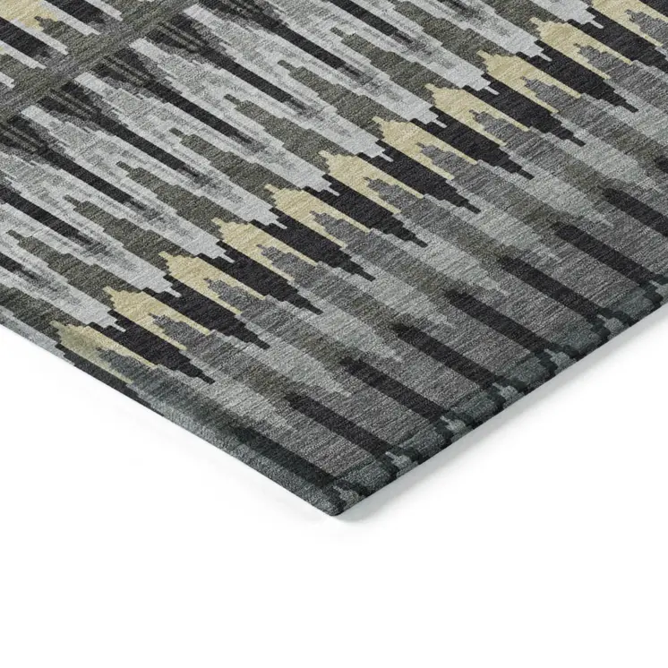 5' X 8' Charcoal Gray And Beige Southwestern Washable Indoor Outdoor Area Rug