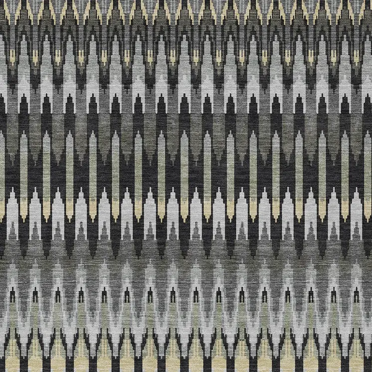 8' X 10' Charcoal Gray And Beige Southwestern Washable Indoor Outdoor Area Rug